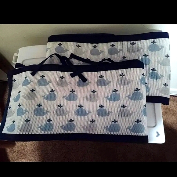 Breathable Mesh Crib Liner Classic Collection — Little Whale Navy - Picture 3 of 3